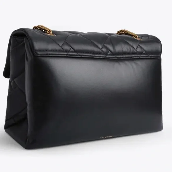 Kurt Geiger XXL Kensington Black Quilted Leather Eagle Gold Chain Shoulder Bag - Picture 5 of 16